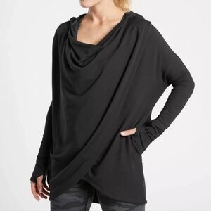 ATHLETA Purana Wrap Hooded Sweatshirt XS Black
